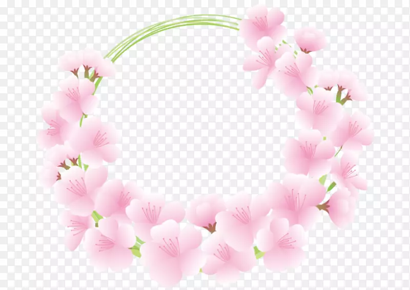 粉色美丽春季花环