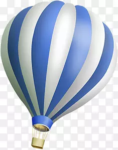 蓝白条纹卡通漂浮热气球