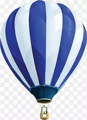 手绘蓝白色条纹热气球