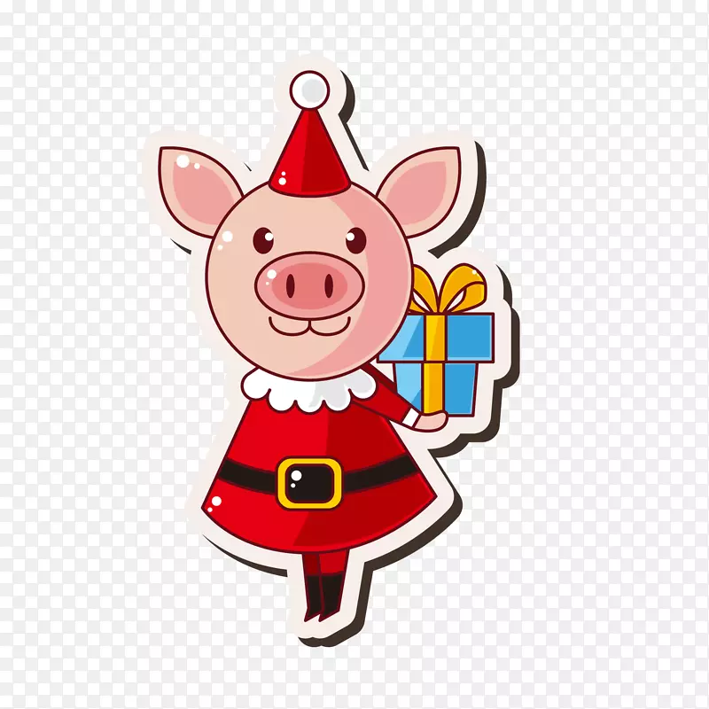 卡通拿着礼物的小猪设计