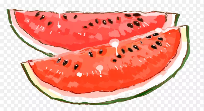 手绘装饰西瓜水果元素