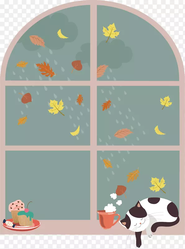 手绘下雨天气矢量图