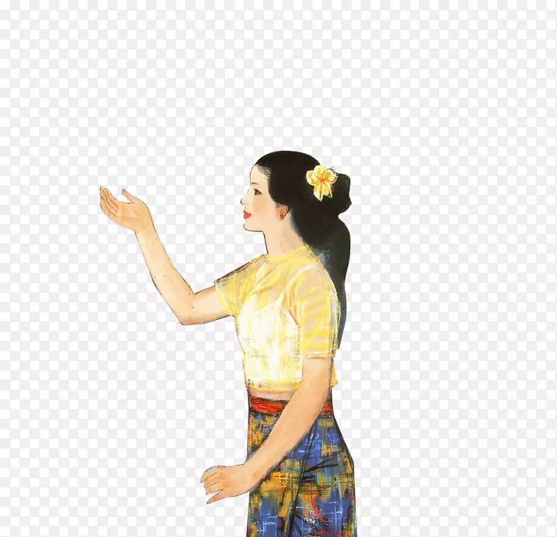 傣族女孩版画