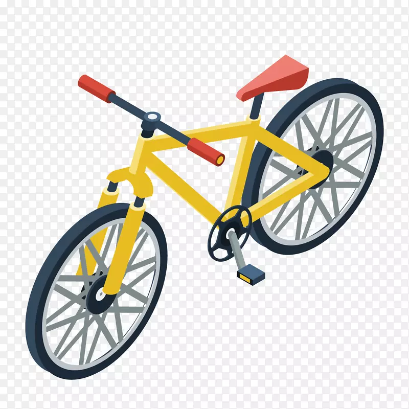 黄色创意自行车元素
