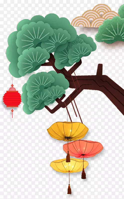 中国传统佳节挂红灯