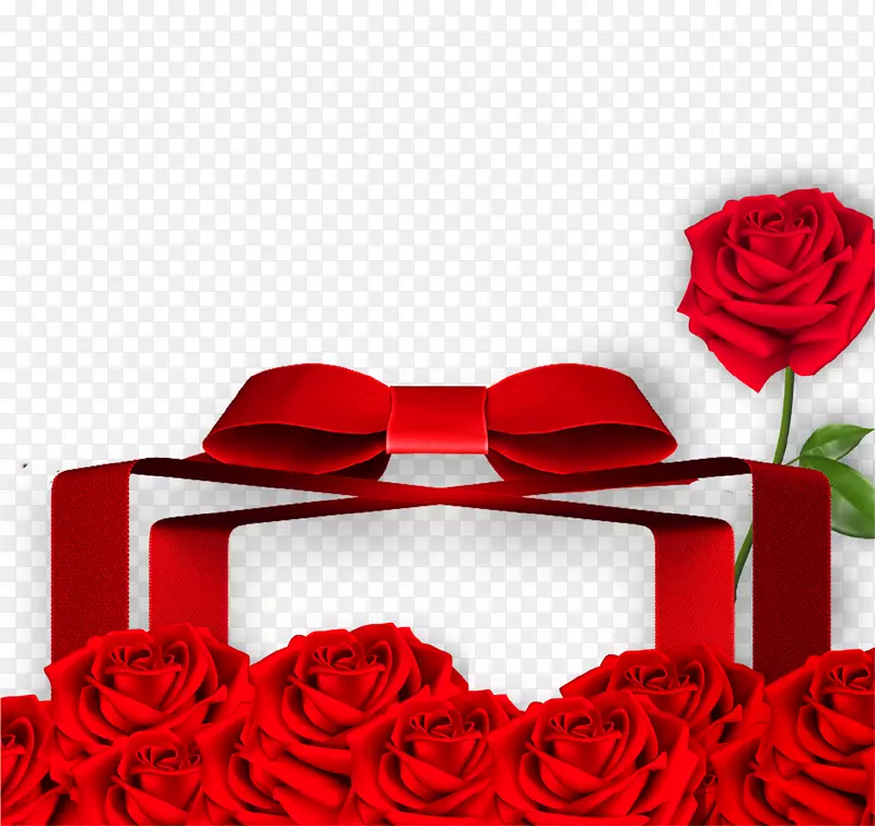 红色玫瑰情人节礼盒包装免抠