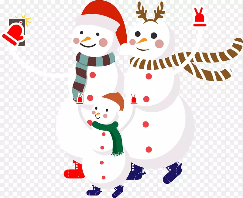 手绘圣诞节雪人家族装饰