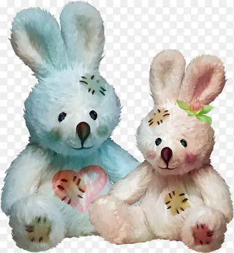 染色的小兔子玩偶