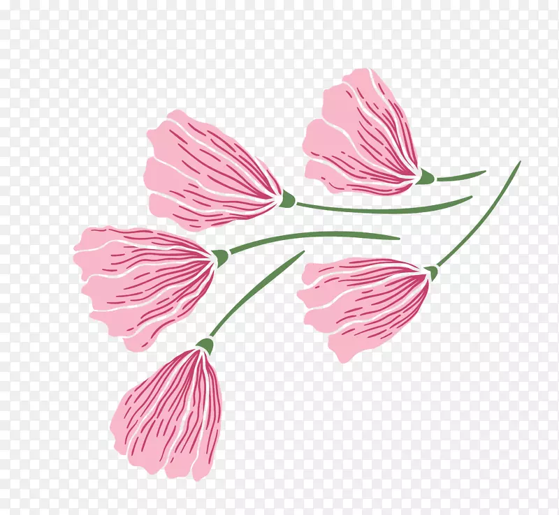 手绘清新粉色花朵装饰