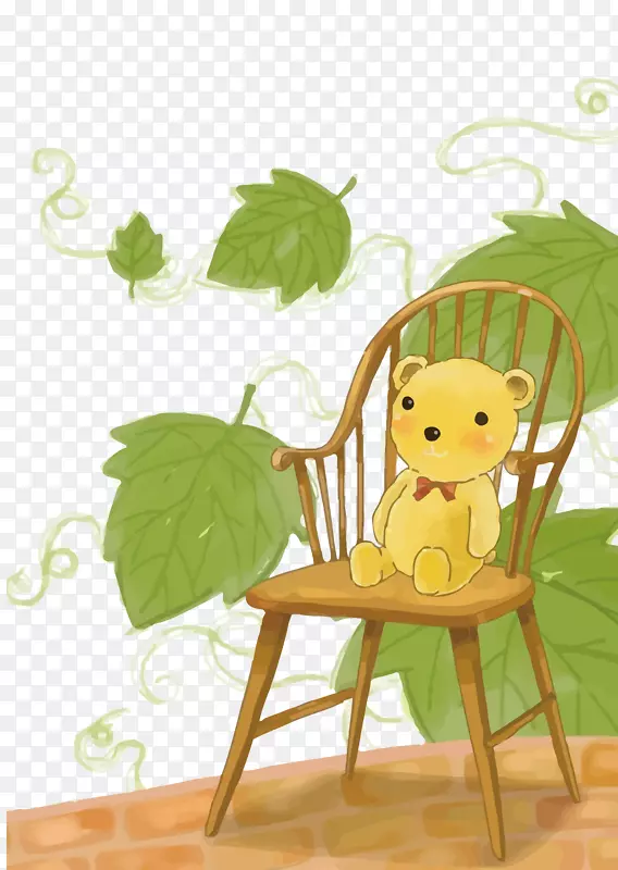 矢量藤椅上的小熊