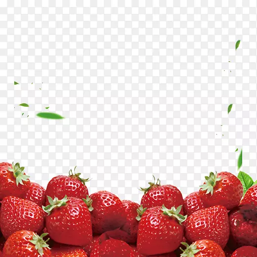 免抠红色新鲜草莓树叶装饰