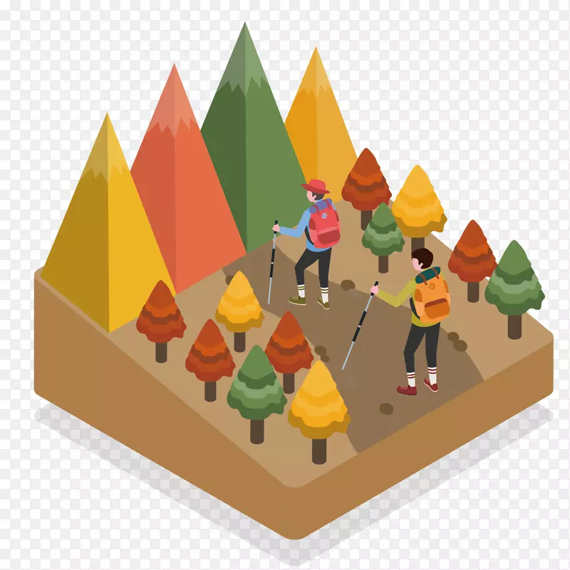 秋天登山立体场景