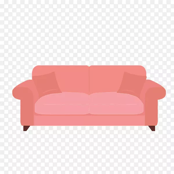 水彩手绘粉色的沙发