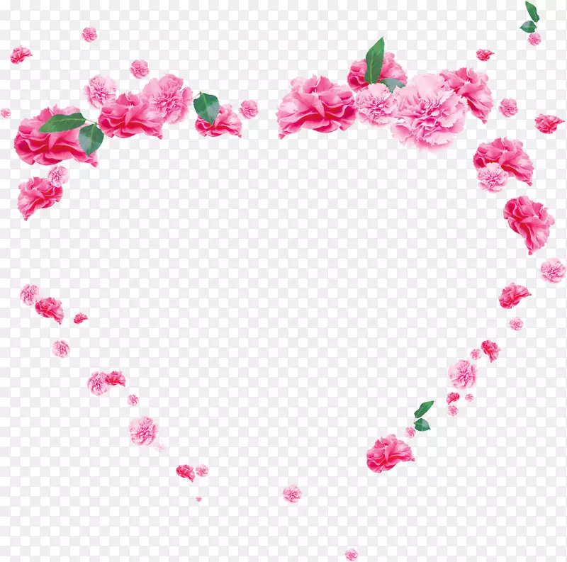 粉色温馨康乃馨花朵爱心造型