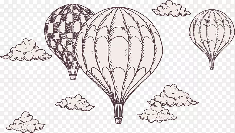手绘风卡通热气球