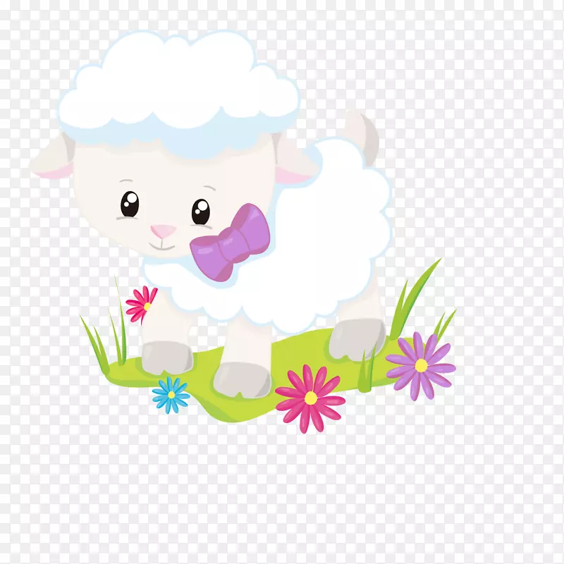 一只在草地上玩耍的小羊