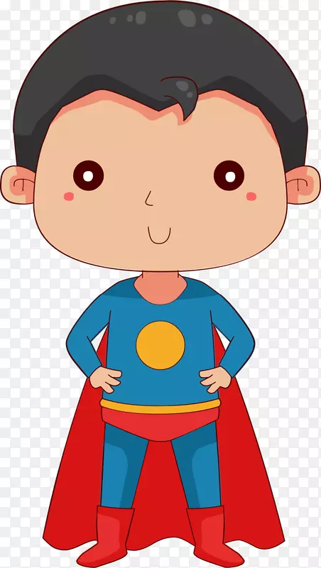 超人装扮的小男孩