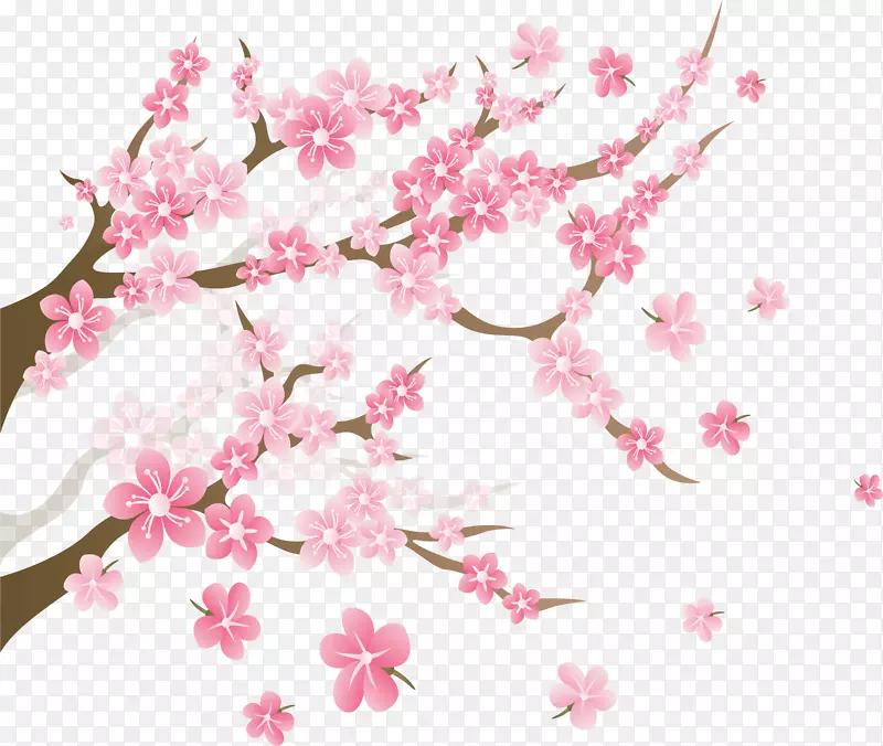 浪漫粉红色桃花树枝