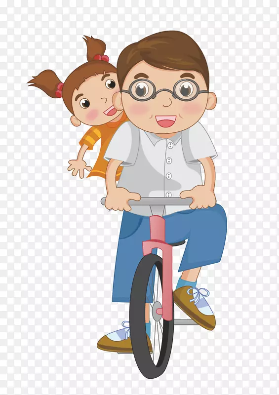 骑车带小孩的男人