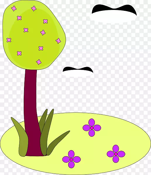 卡通花草树木