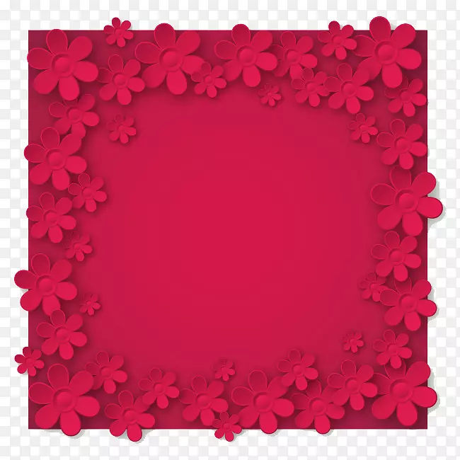 卡通手绘红色立体花朵装饰