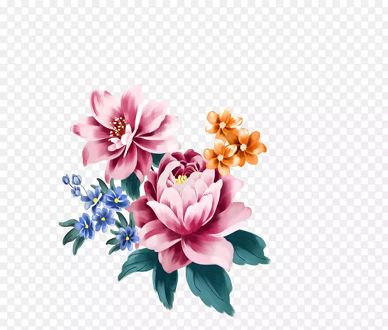 手绘的粉色花卉