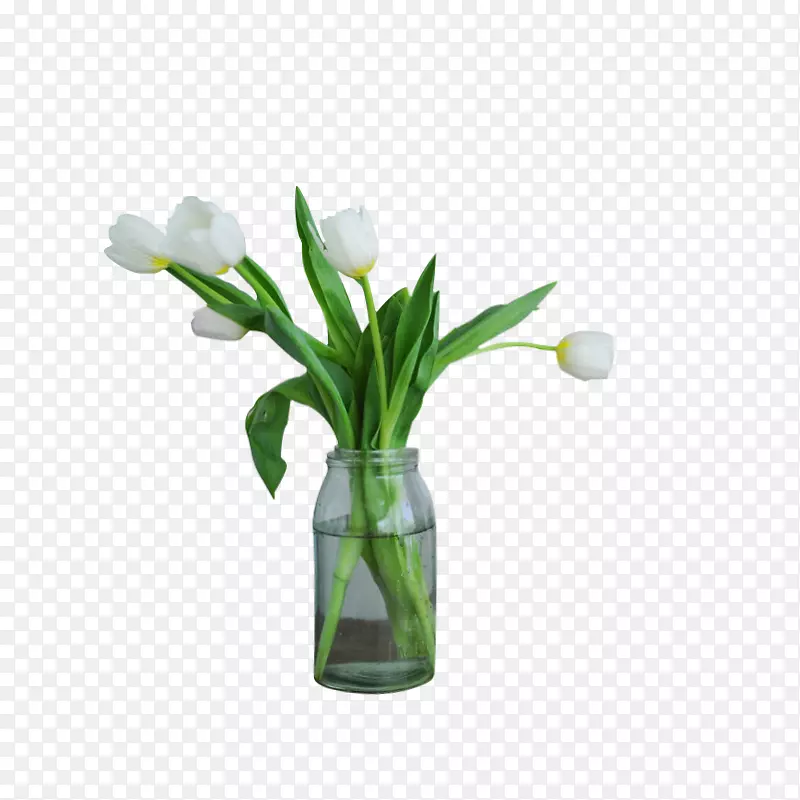 白花绿叶花瓶