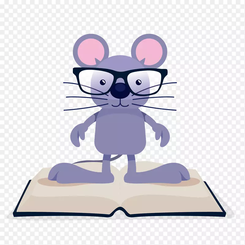 紫色戴眼镜可爱老鼠