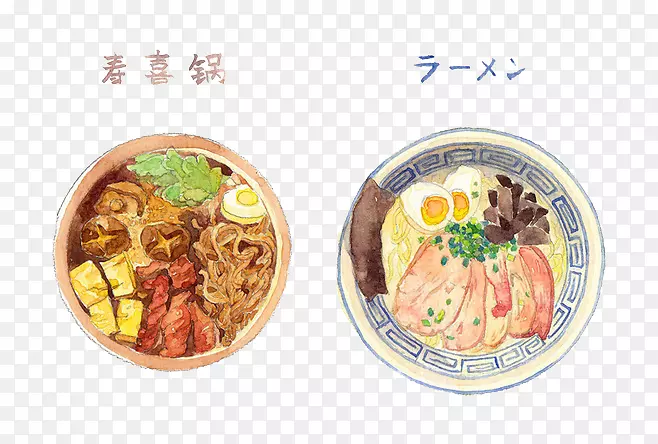 寿喜锅 彩绘  美食 日式寿喜锅