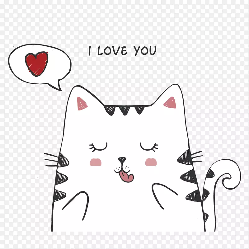 可爱爱心猫咪手绘
