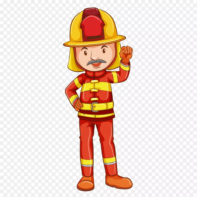 一个手绘的卡通消防员