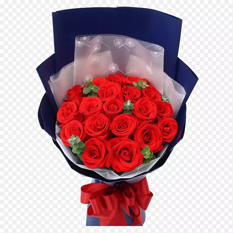 深蓝色包装玫瑰花束