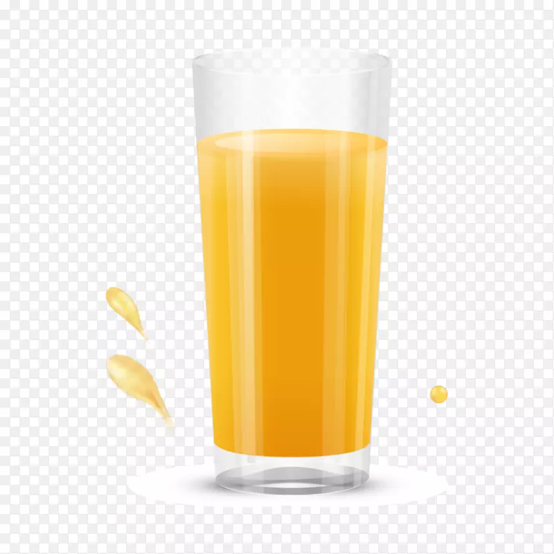 橙黄色果汁玻璃杯子