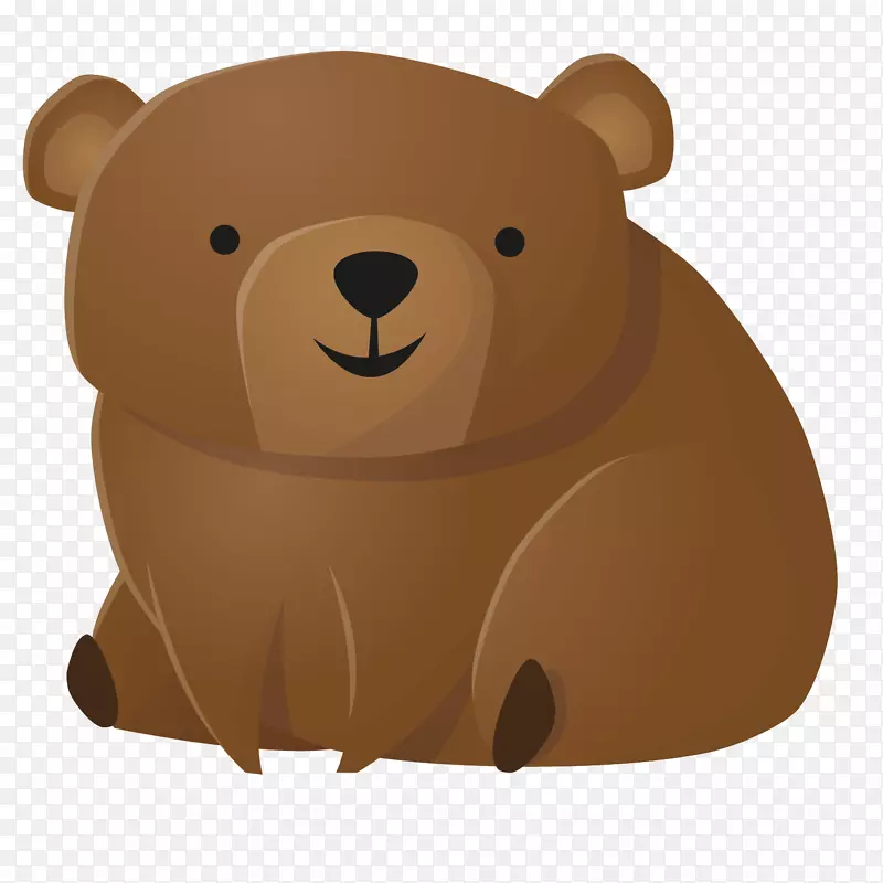 棕色微笑小熊手绘