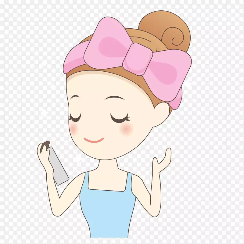 手绘矢量脸部喷剂女生