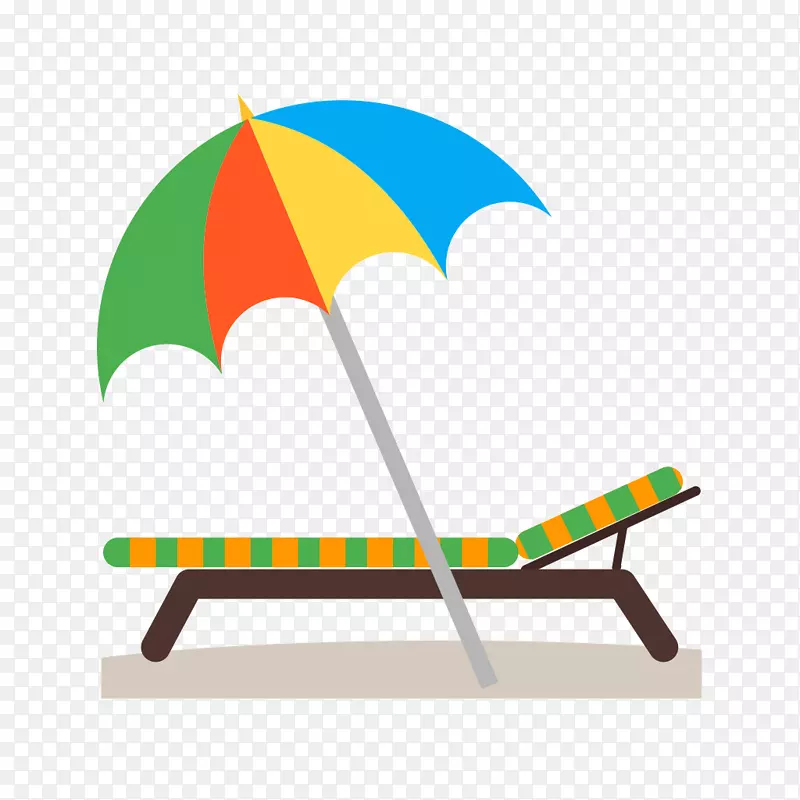 沙滩椅和太阳伞卡通图
