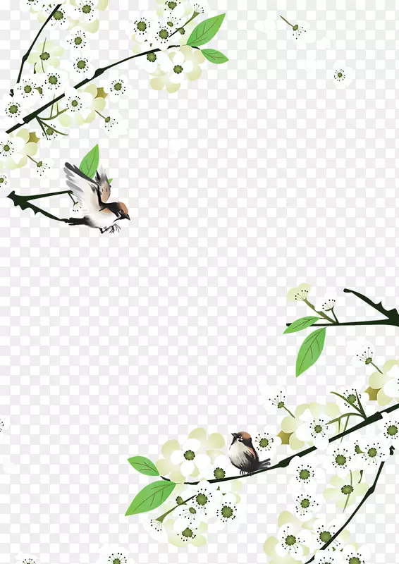 清明节花鸟主题装饰边框