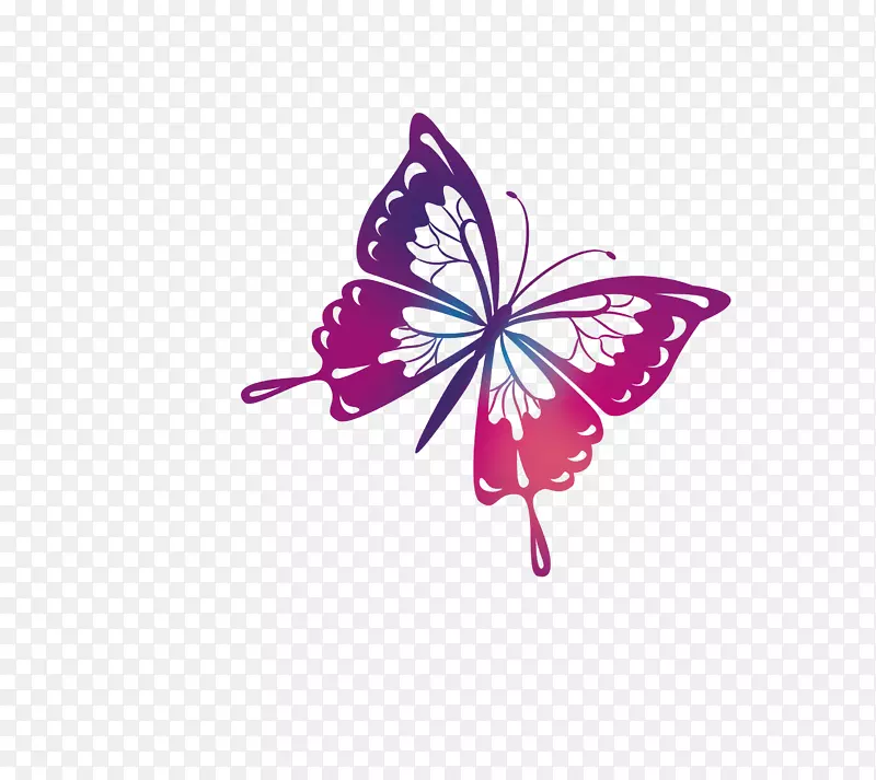 卡通紫色美丽的蝴蝶