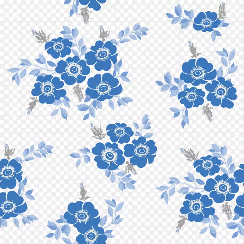 蓝色花朵装饰