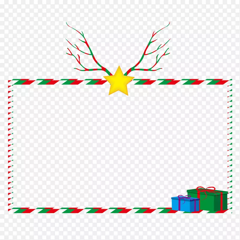 圣诞节鹿角几何文本矢量边框