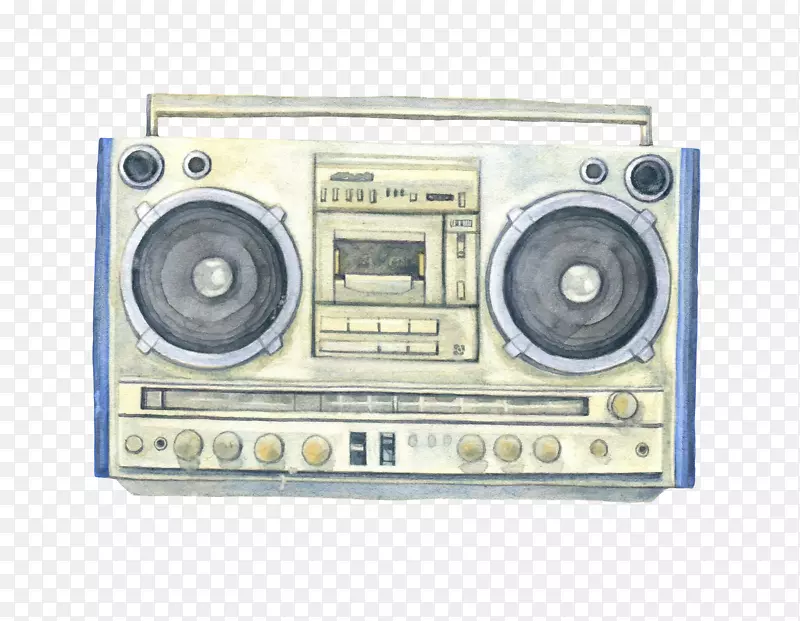 卡通手绘复古收音机