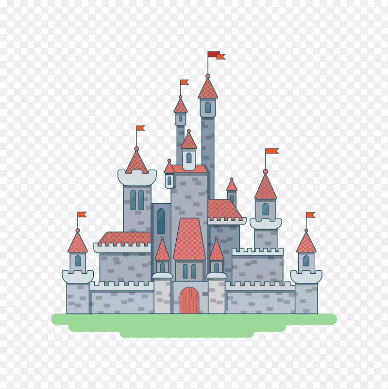 手绘城堡建筑插画装饰