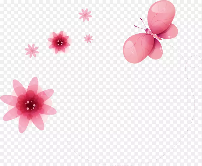 矢量手绘粉色花朵