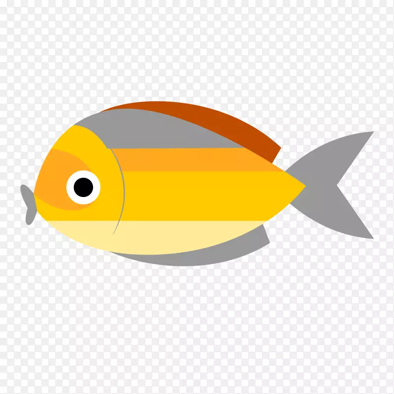 彩色七彩鱼手绘卡通鱼类水族矢量