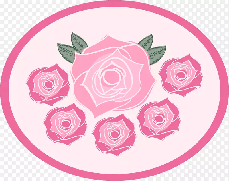 手绘蔷薇花椭圆形图标