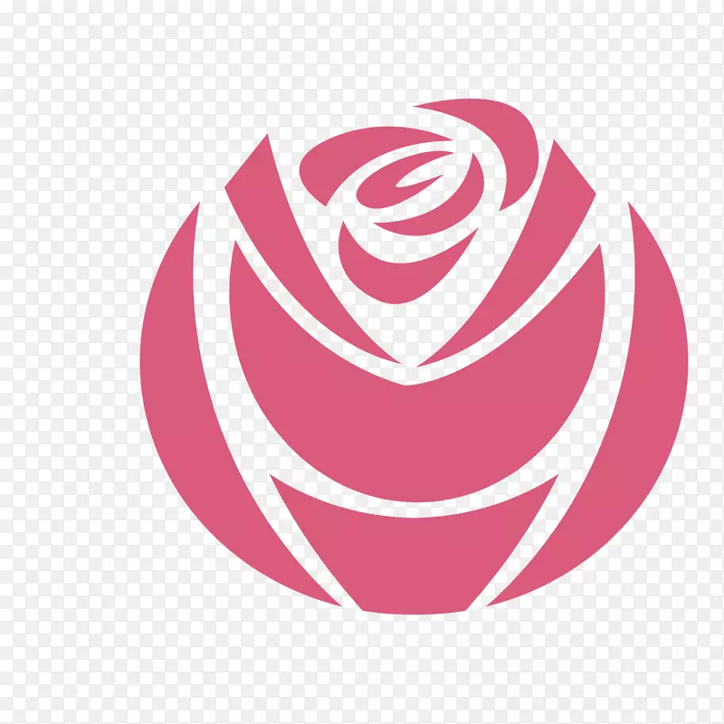 玫红色玫瑰花图标设计
