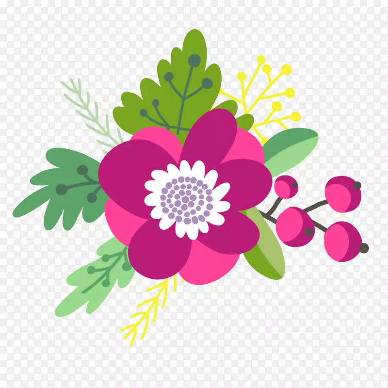 矢量可爱卡通花卉素材