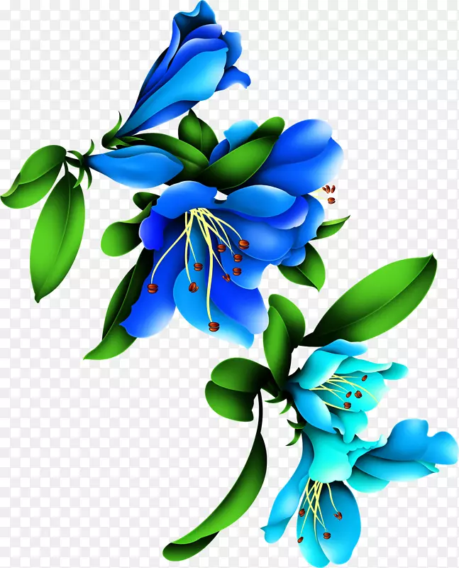中秋节蓝绿色花朵树叶