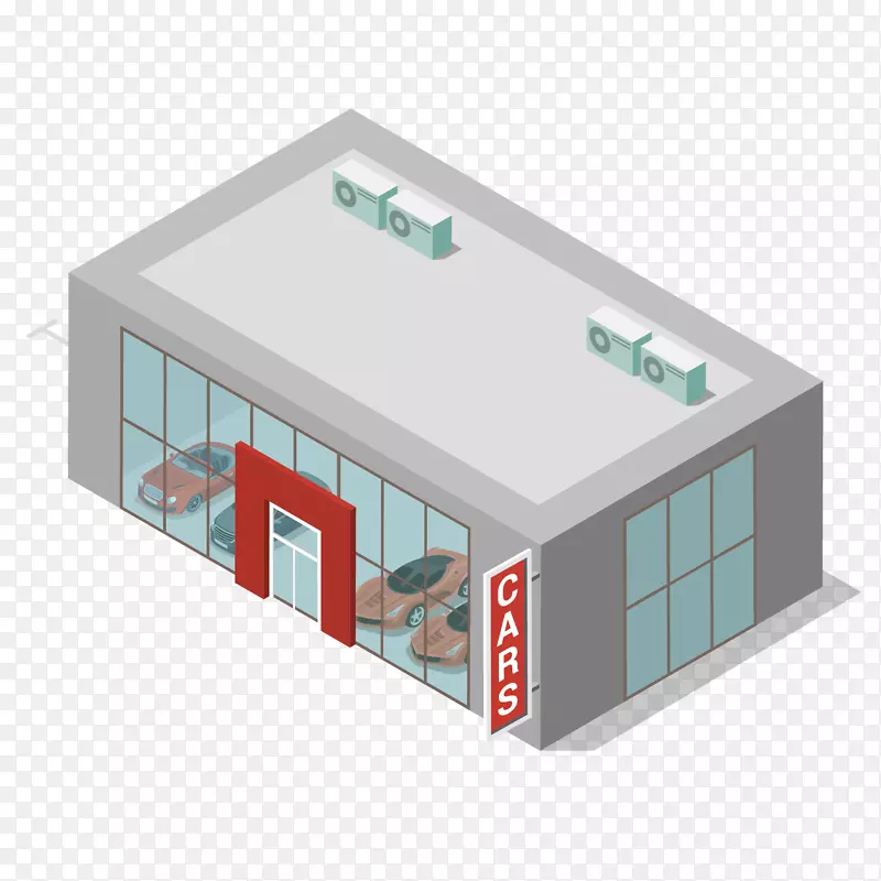 蓝色4S店矢量模型