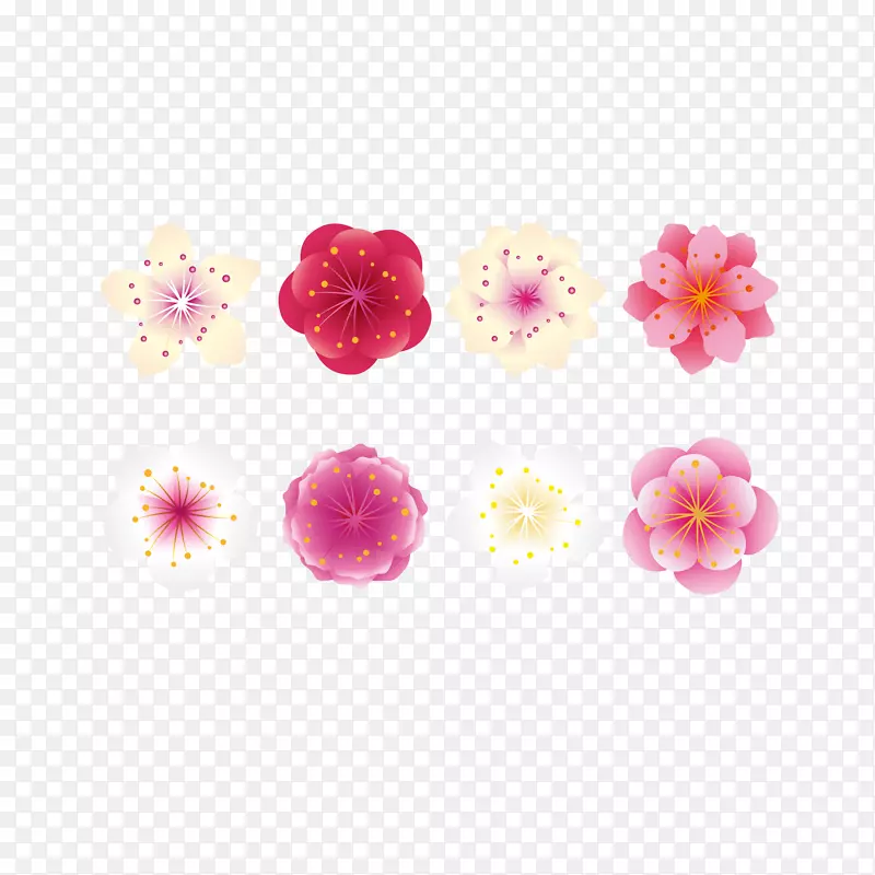 矢量卡通彩色腊梅花朵